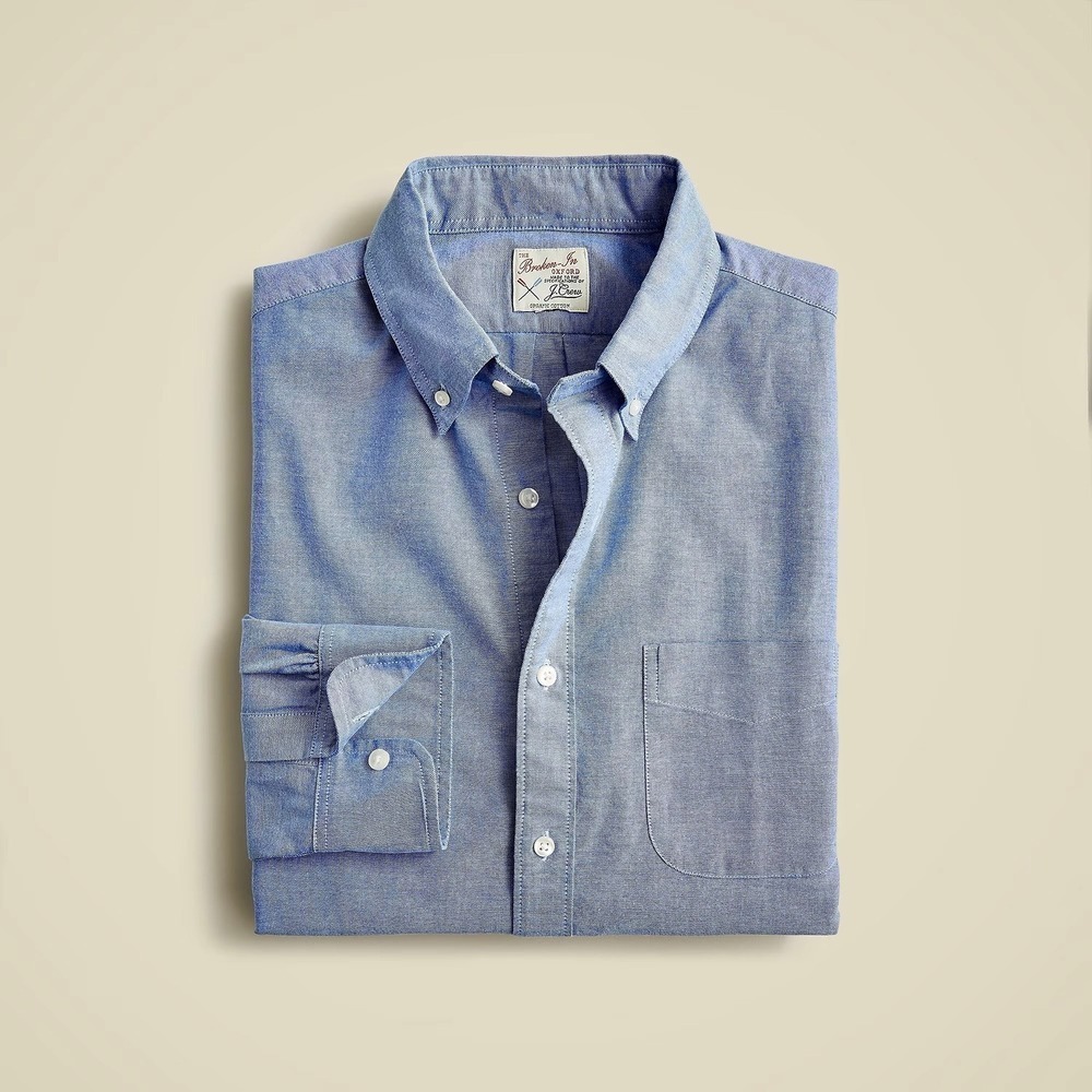 NWT!! J. CREW Broken-In Organic Cotton Oxford Shirt Buttondown Raincoat Blue XS - Picture 11 of 16